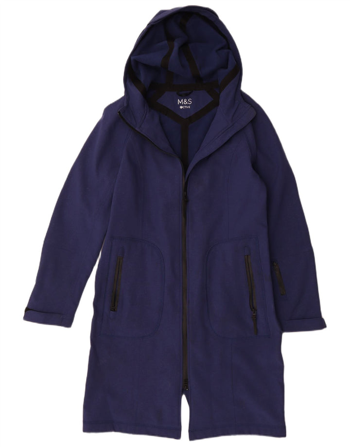 Capa de chuva feminina com capuz Marks & Spencer Reino Unido 14 médio azul marinho