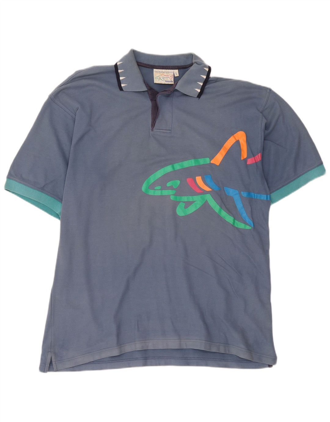 Camisa pólo gráfica masculina Reebok grande algodão azul