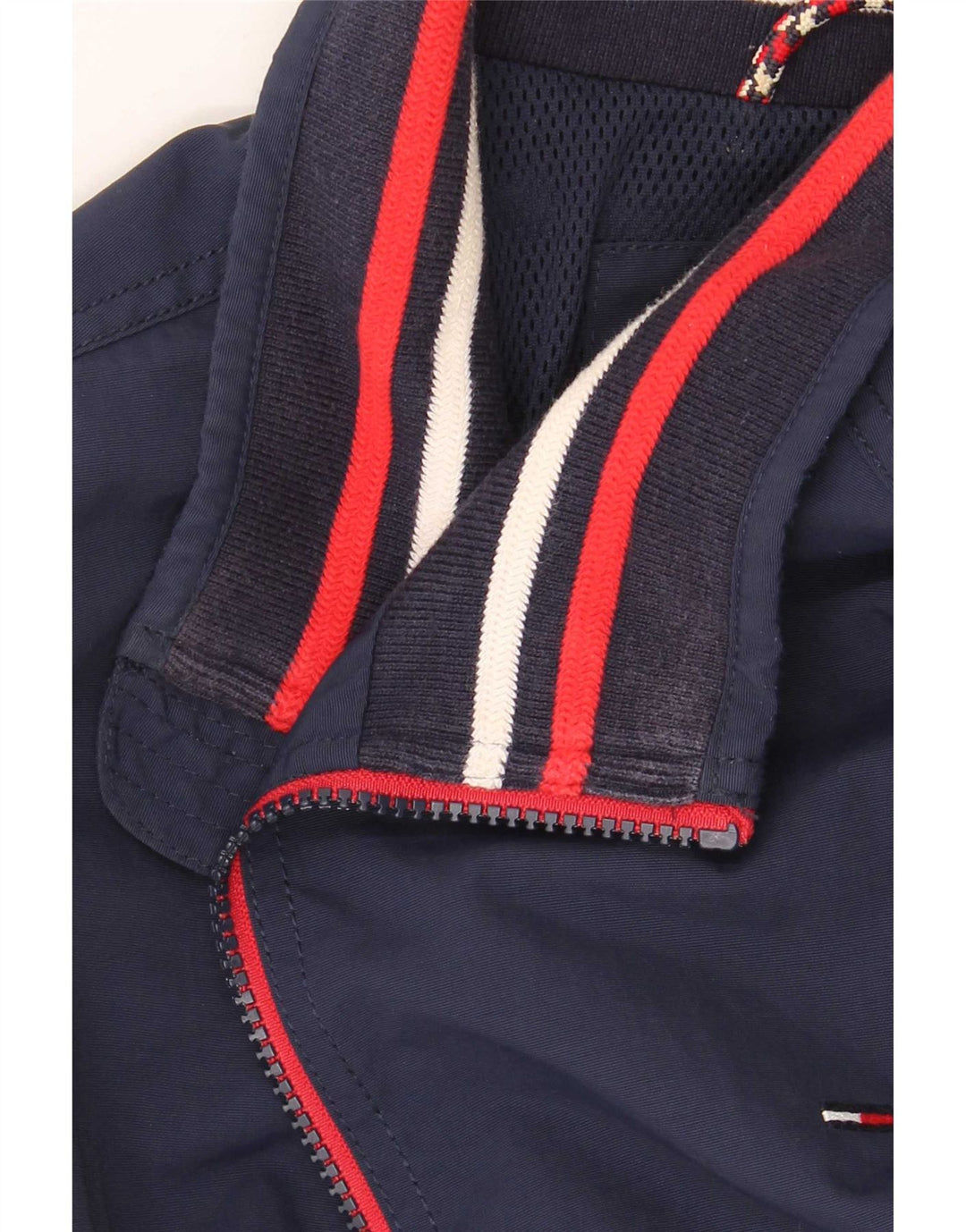 Tommy Hilfiger Mens Bomber Jacket UK 38 Médio Azul Marinho Listrado Poliamida