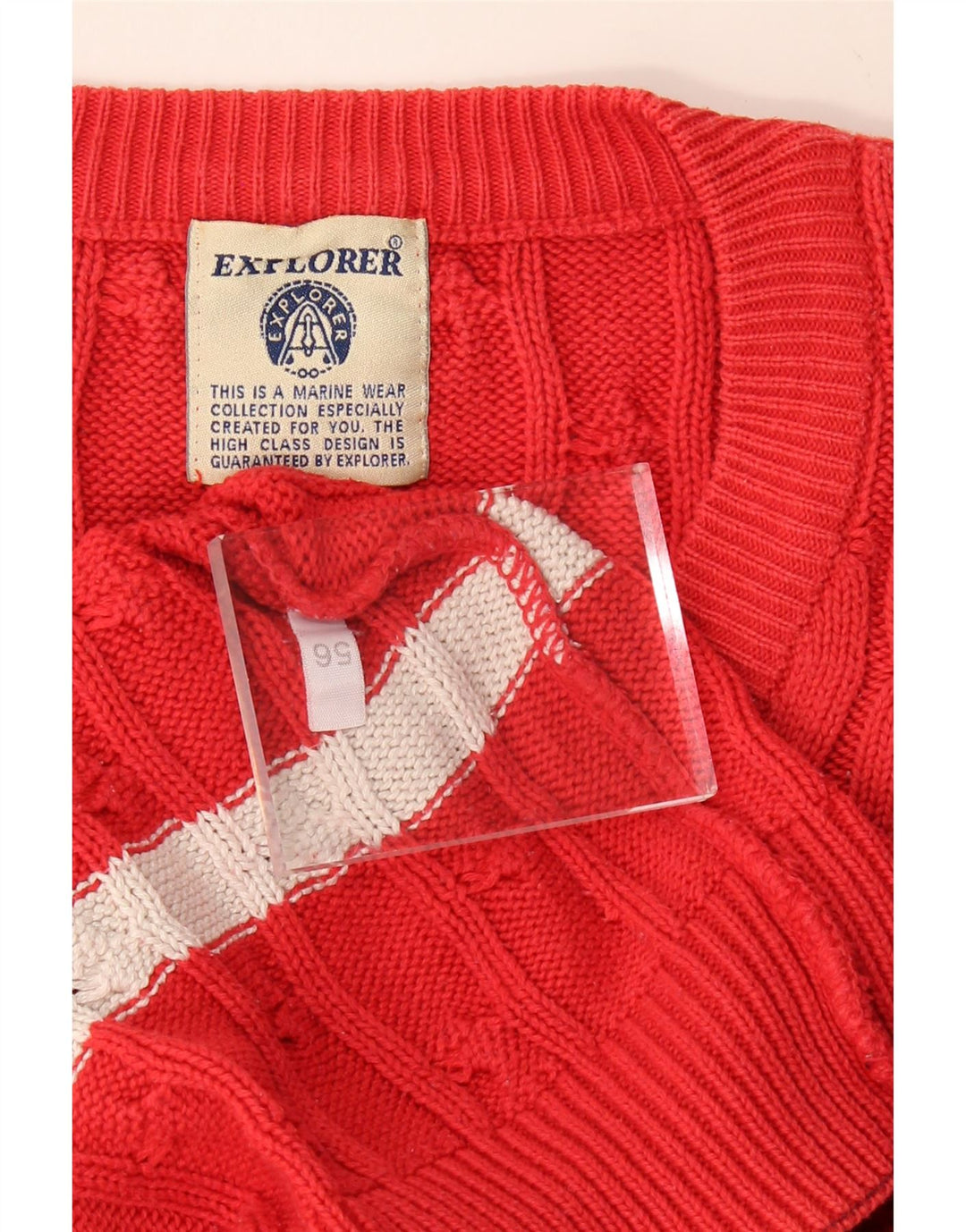 EXPLORER Suéter masculino com decote em V IT 56 2XL listrado vermelho