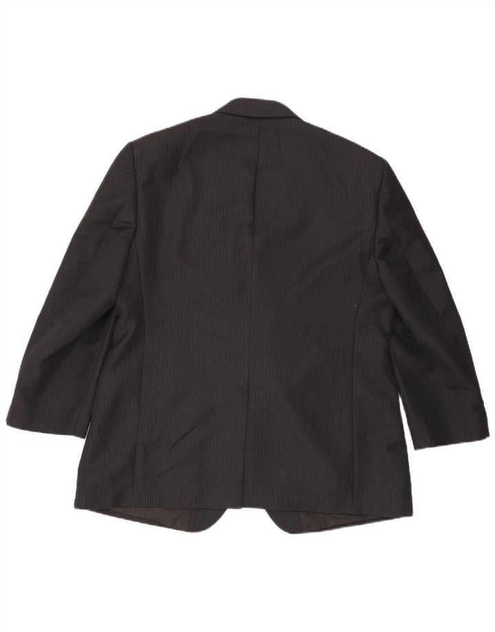 Jaqueta blazer masculina de 3 botões Marks & Spencer Reino Unido 44 XL risca de giz azul marinho