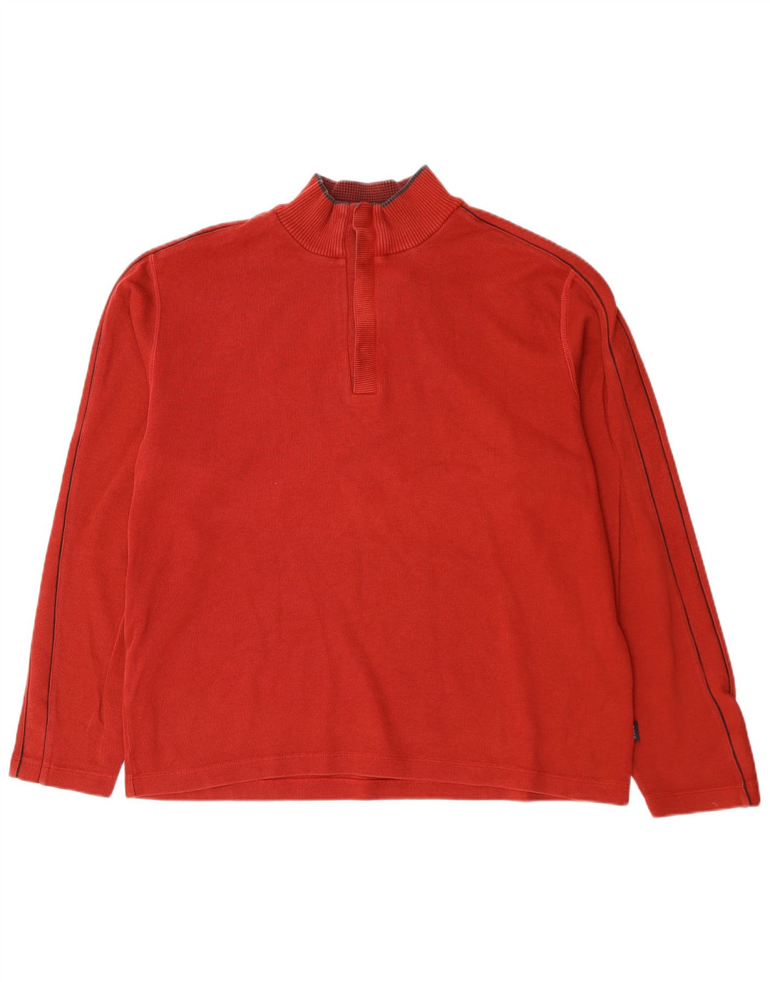 Hugo Boss Mens Zip Neck Top Manga Longa 2XL Algodão Vermelho