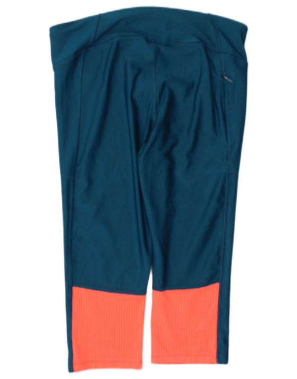 Under Armour Womens Heat Gear Capri Leggings Reino Unido 14 Grande bloco colorido azul