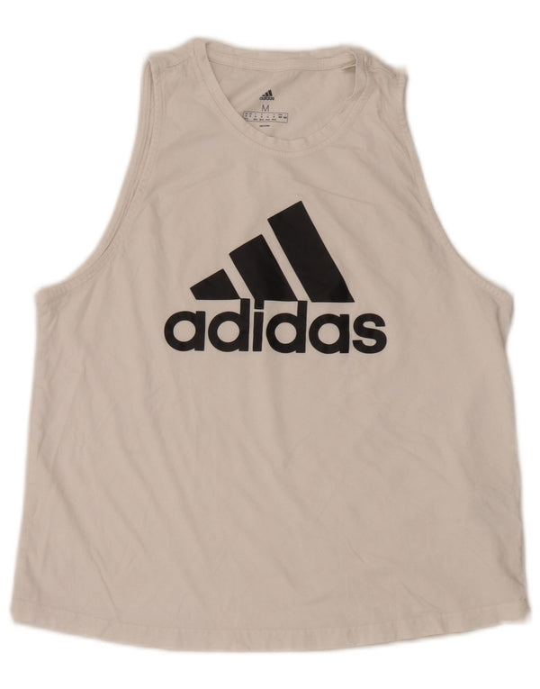 Adidas Womens Graphic Vest Top UK 12/14 Médio Algodão Branco
