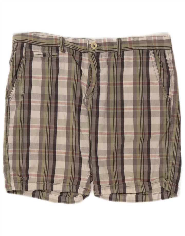 Pierre Cardin Mens Regular Fit Chino Shorts W34 Grande Xadrez Multicolorido