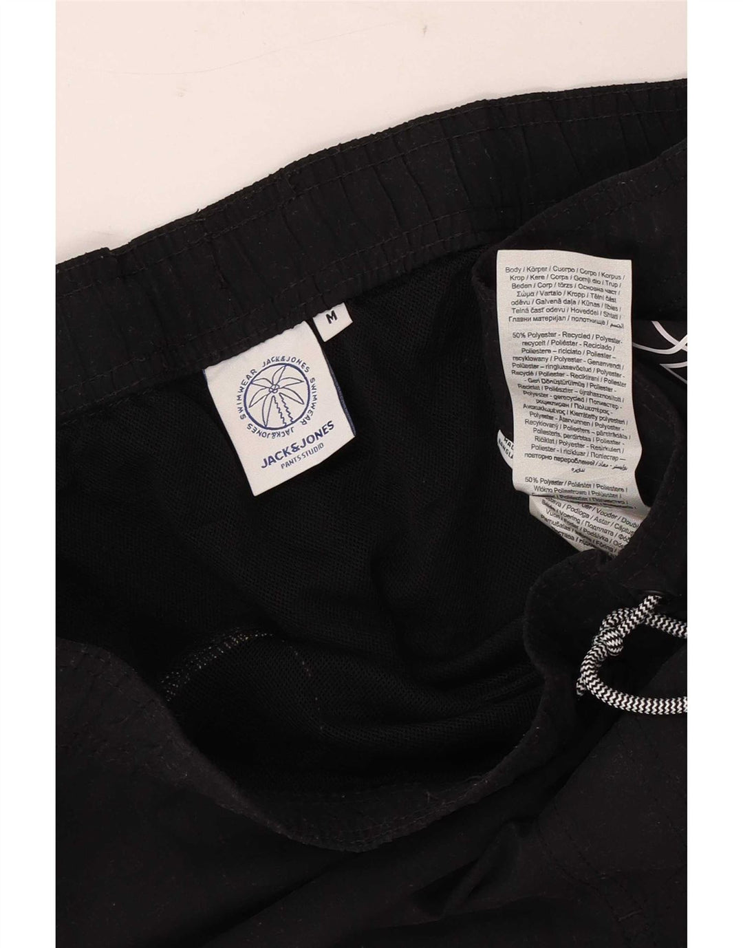 Shorts de natação masculino Jack & Jones gráfico médio preto poliéster