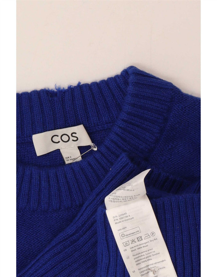 Cos Womens Crew Neck Jumper Sweater UK 10 Small Navy Blue Wool