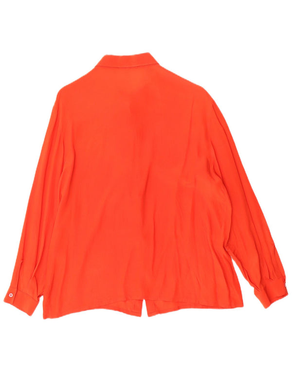 Blusa feminina vintage oversized IT 50 XL laranja floral seda
