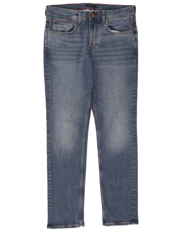 Tommy Hilfiger Masculino Denton Straight Jeans W32 L30 Azul Algodão