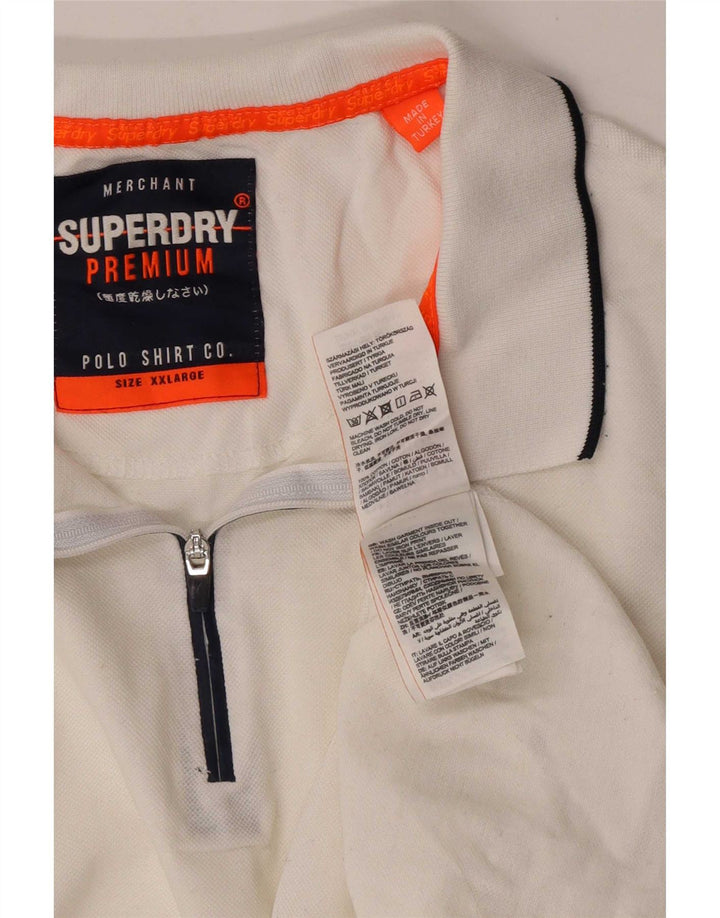 Camisa polo masculina Superdry 2XL algodão listrado branco