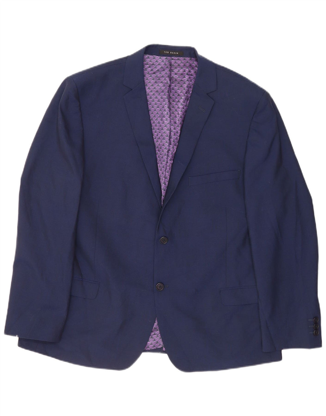 Jaqueta blazer masculina de 2 botões Ted Baker Reino Unido 46 3XL lã azul marinho