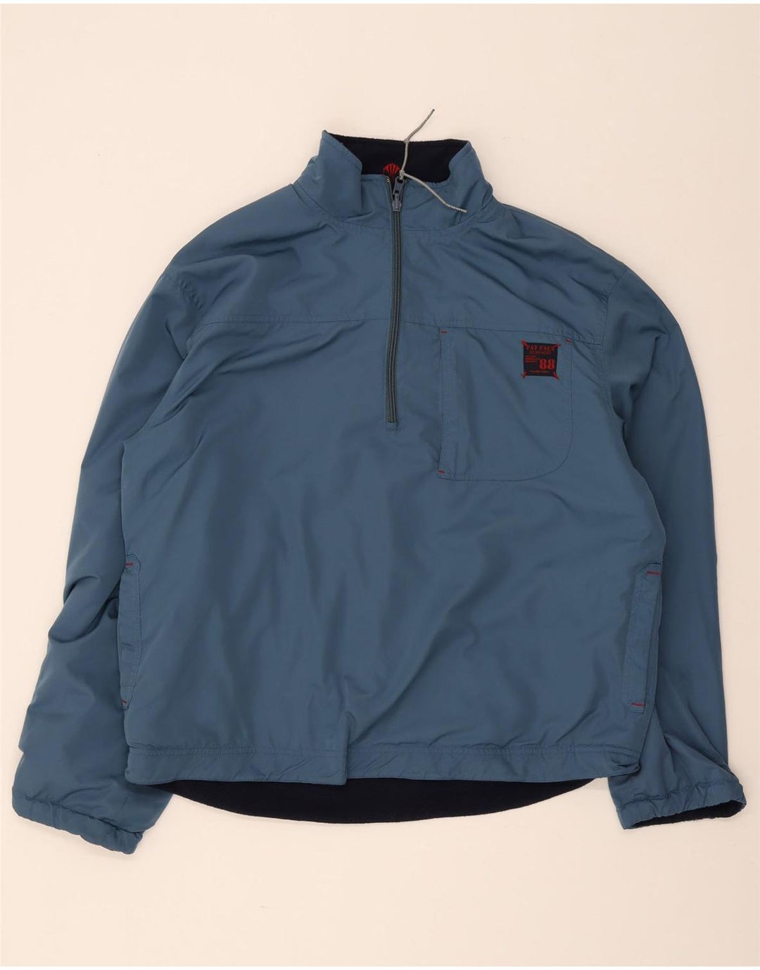 Fat Face Mens Zip Neck Reversível Fleece Jumper Médio Poliéster Azul Marinho
