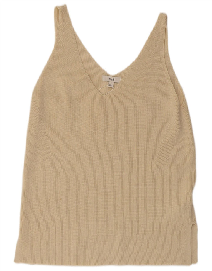 Colete feminino Marks & Spencer UK 14 grande algodão bege