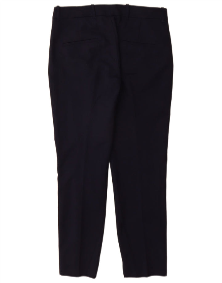 Calça feminina Zara Slim Suit médio W28 L29 algodão azul marinho