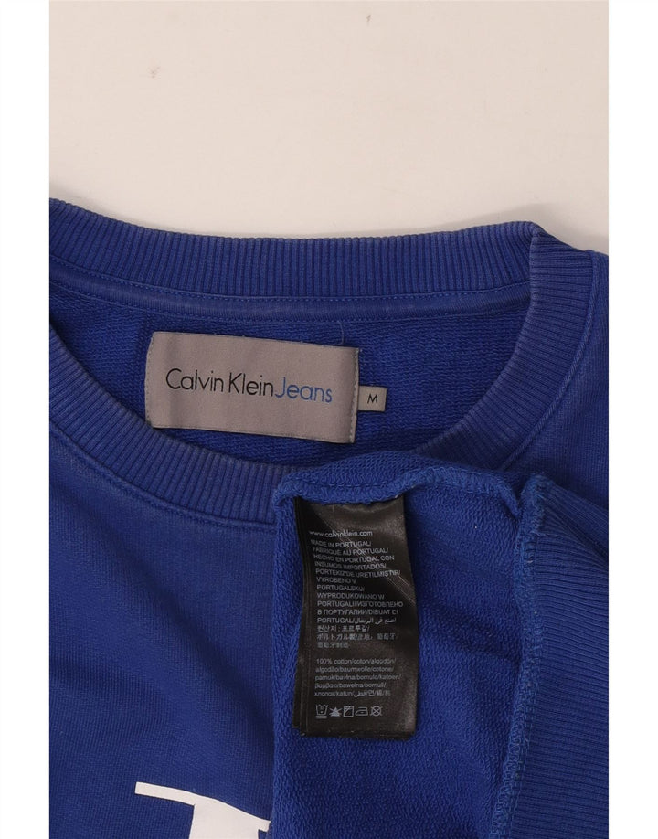Calvin Klein Jeans Masculino moletom gráfico jumper médio azul algodão