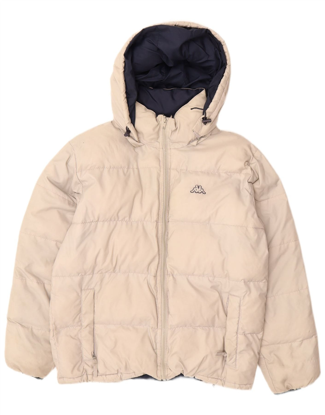 Jaqueta masculina acolchoada com capuz Kappa UK 36 Small Off White Polyamide