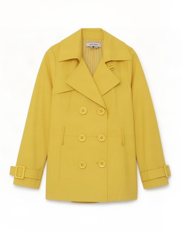 Zara Womens Trench Coat UK 10 Pequeno Poliéster Amarelo