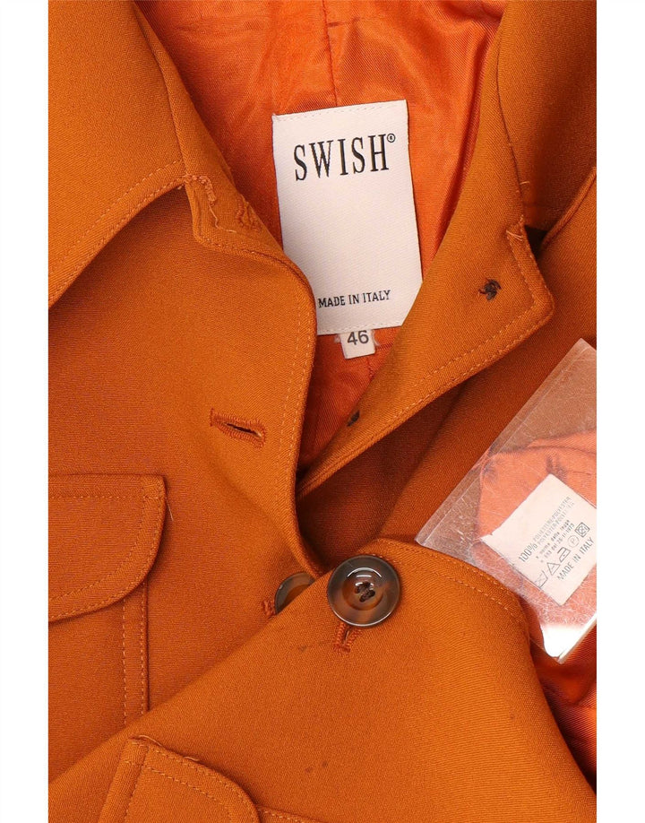 Jaqueta blazer feminina militar de 6 botões Swish IT 46 grande poliéster marrom