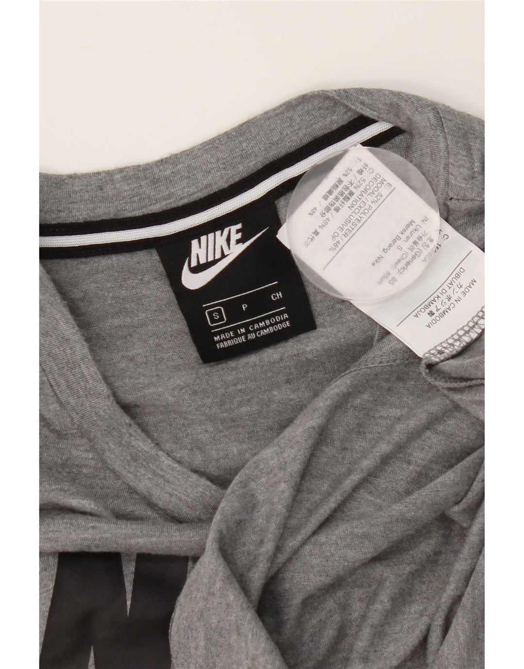 Camiseta Nike masculina gráfica top pequeno poliéster manchado cinza