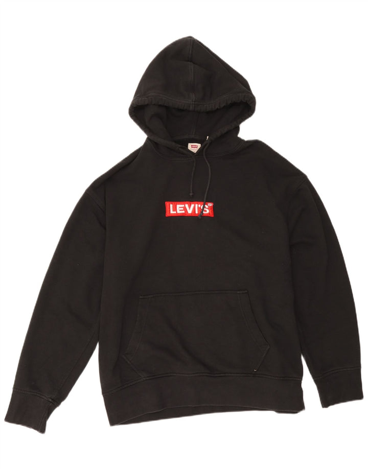 Moletom com capuz gráfico relaxado masculino Levi's grande algodão preto