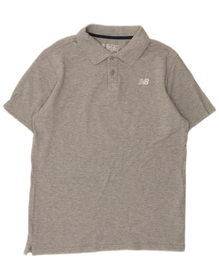 Camisa polo masculina New Balance cinza médio manchado de algodão
