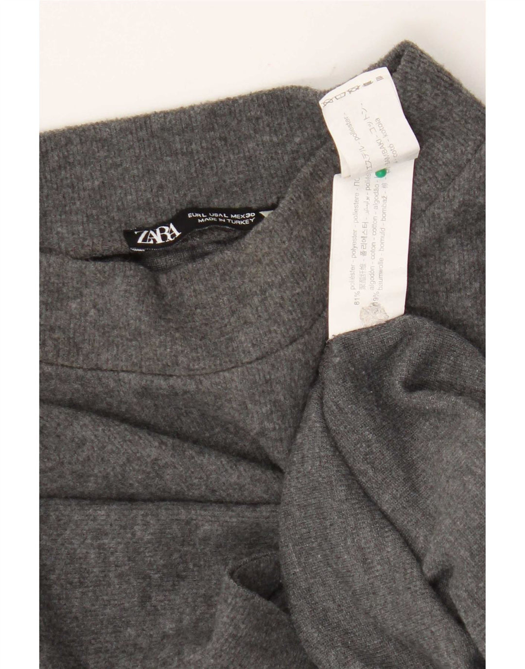 Camiseta feminina Zara UK 14 grande poliéster cinza