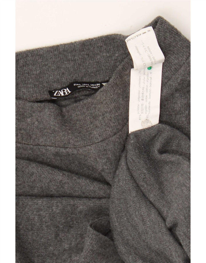 Camiseta feminina Zara UK 14 grande poliéster cinza