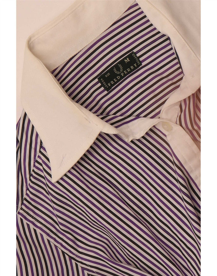 Camisa formal feminina Fred Perry UK 12 risca de giz roxa média