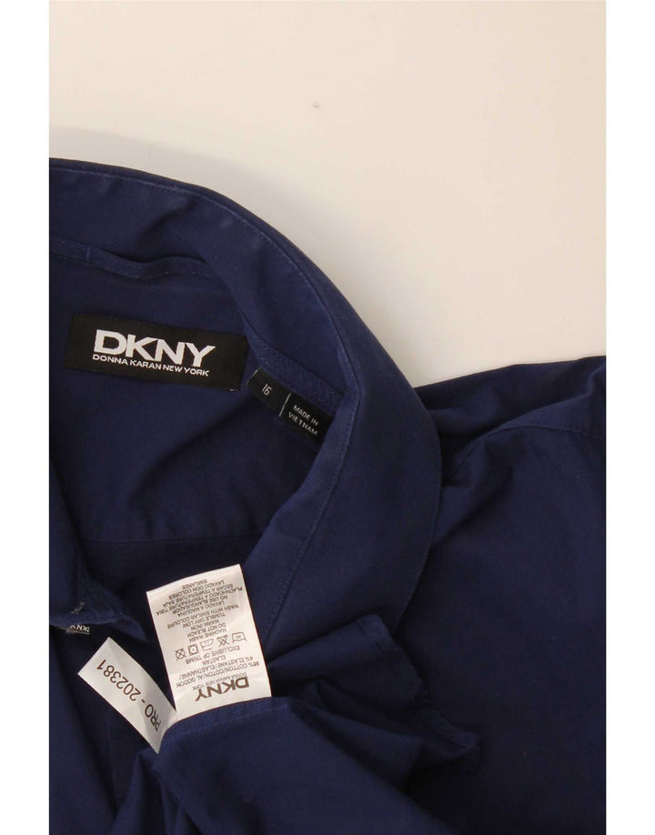 Camisa masculina Dkny tamanho 16 grande algodão azul marinho