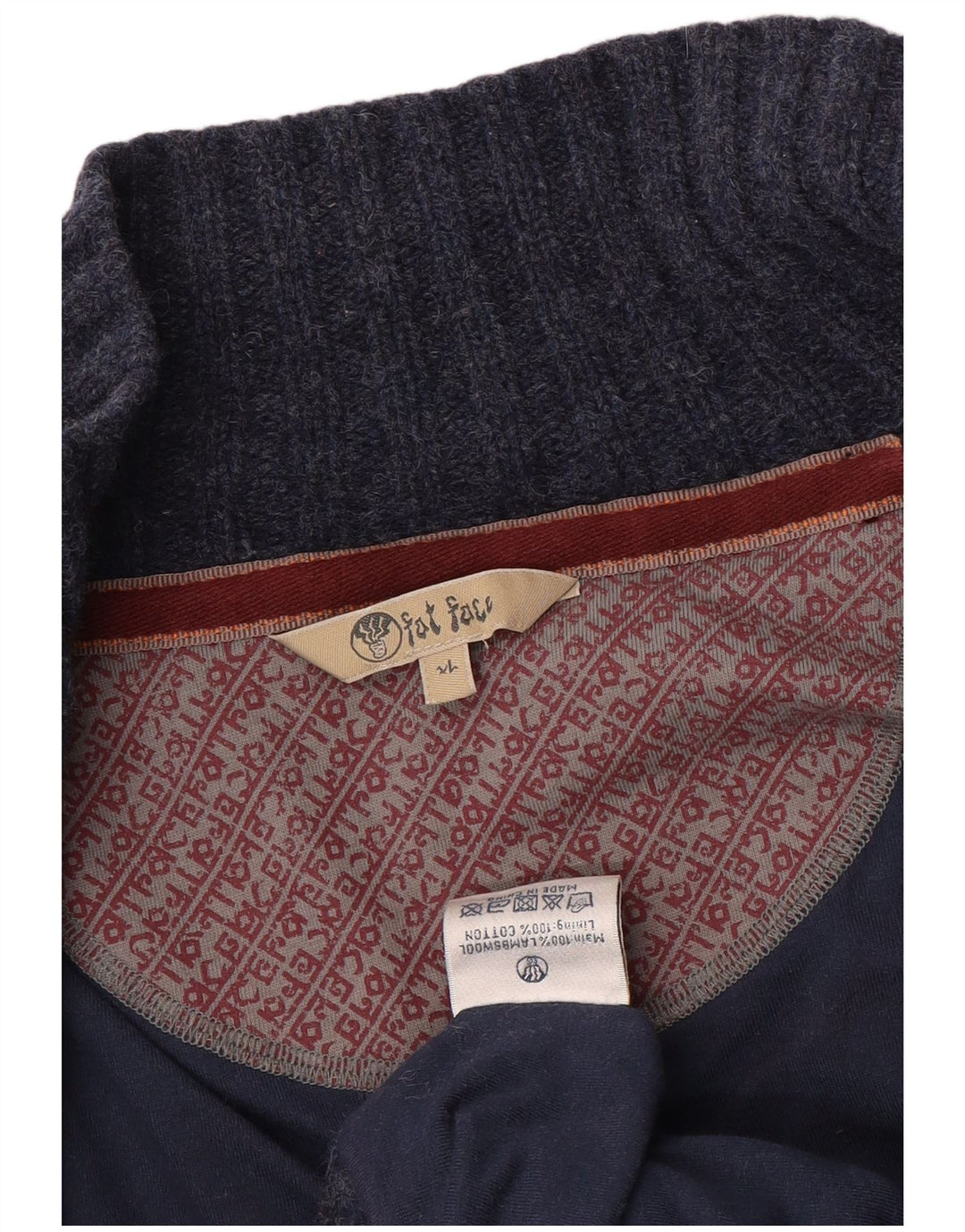 Suéter cardigã feminino FAT FACE Reino Unido 18 XL lã azul marinho