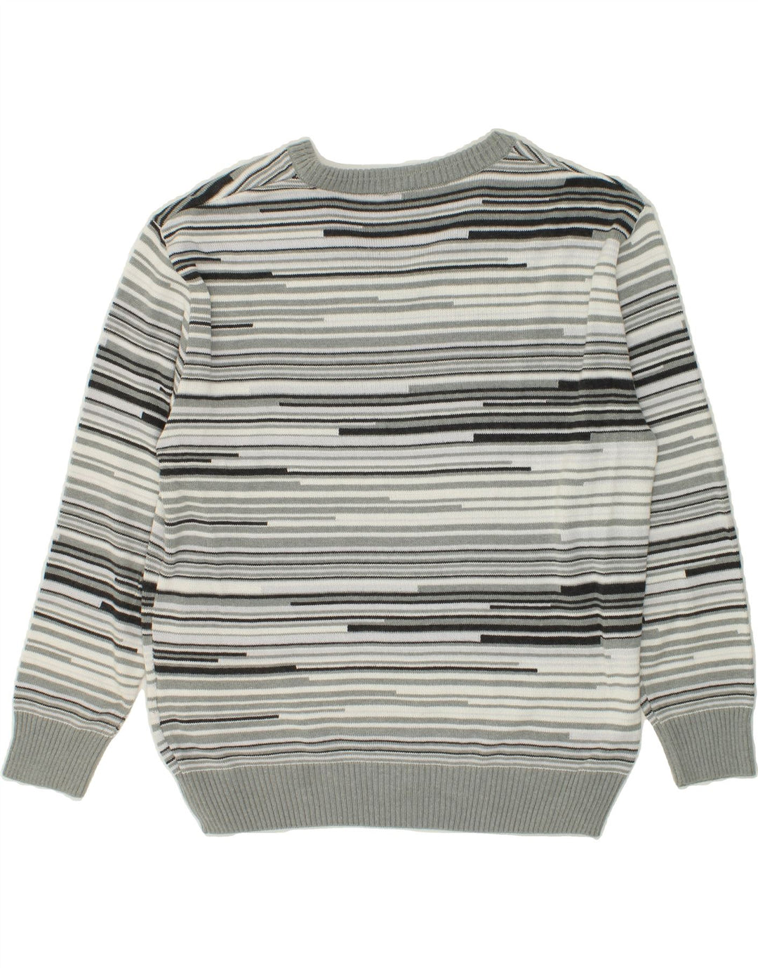 VINTAGE Mens V-Neck Jumper Sweater IT 56 2XL Grey Striped Cotton Vintage Vintage and Second-Hand Vintage from Messina Hembry 