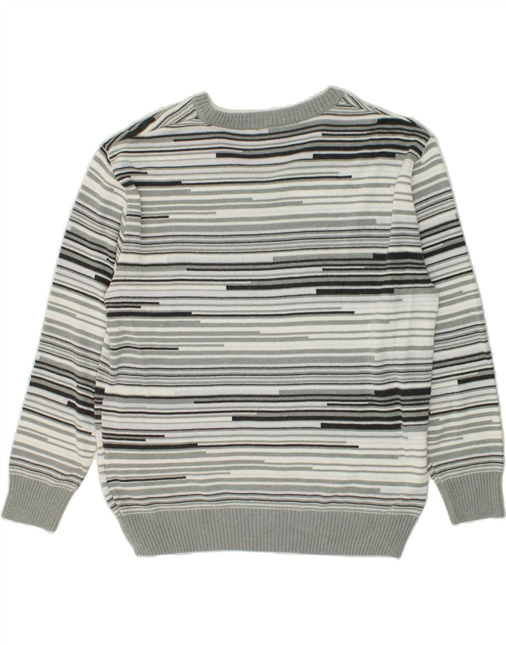 VINTAGE Mens V-Neck Jumper Sweater IT 56 2XL Grey Striped Cotton Vintage Vintage and Second-Hand Vintage from Messina Hembry 