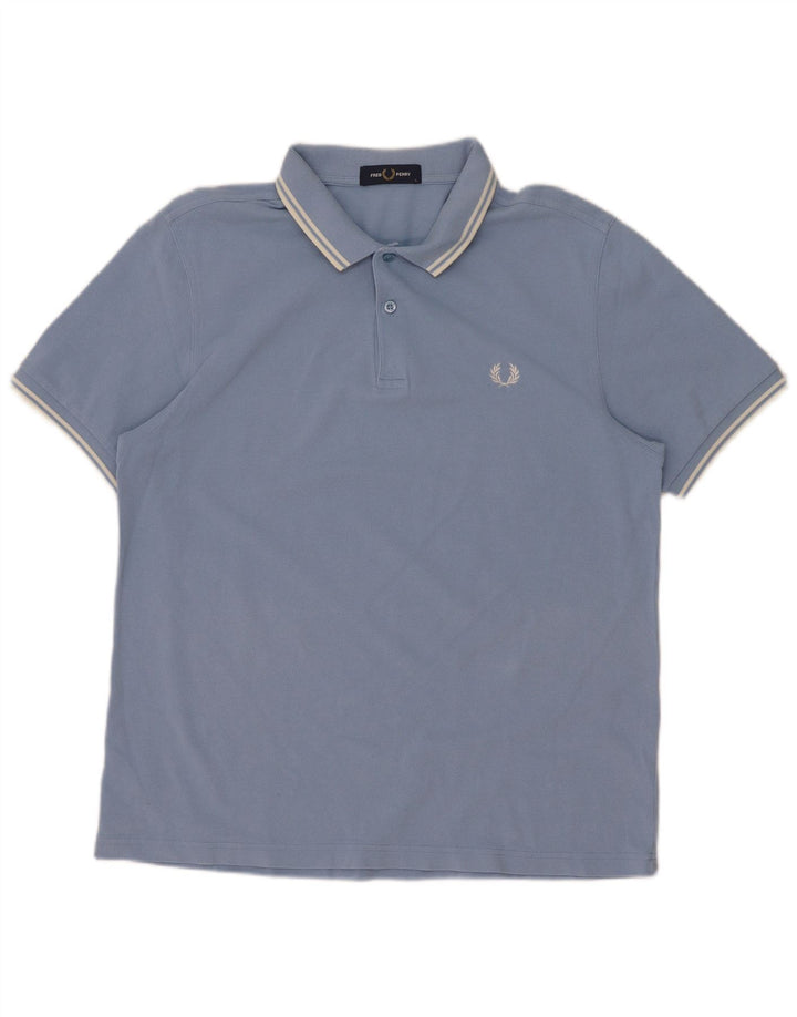 Camisa polo masculina Fred Perry grande algodão listrado azul