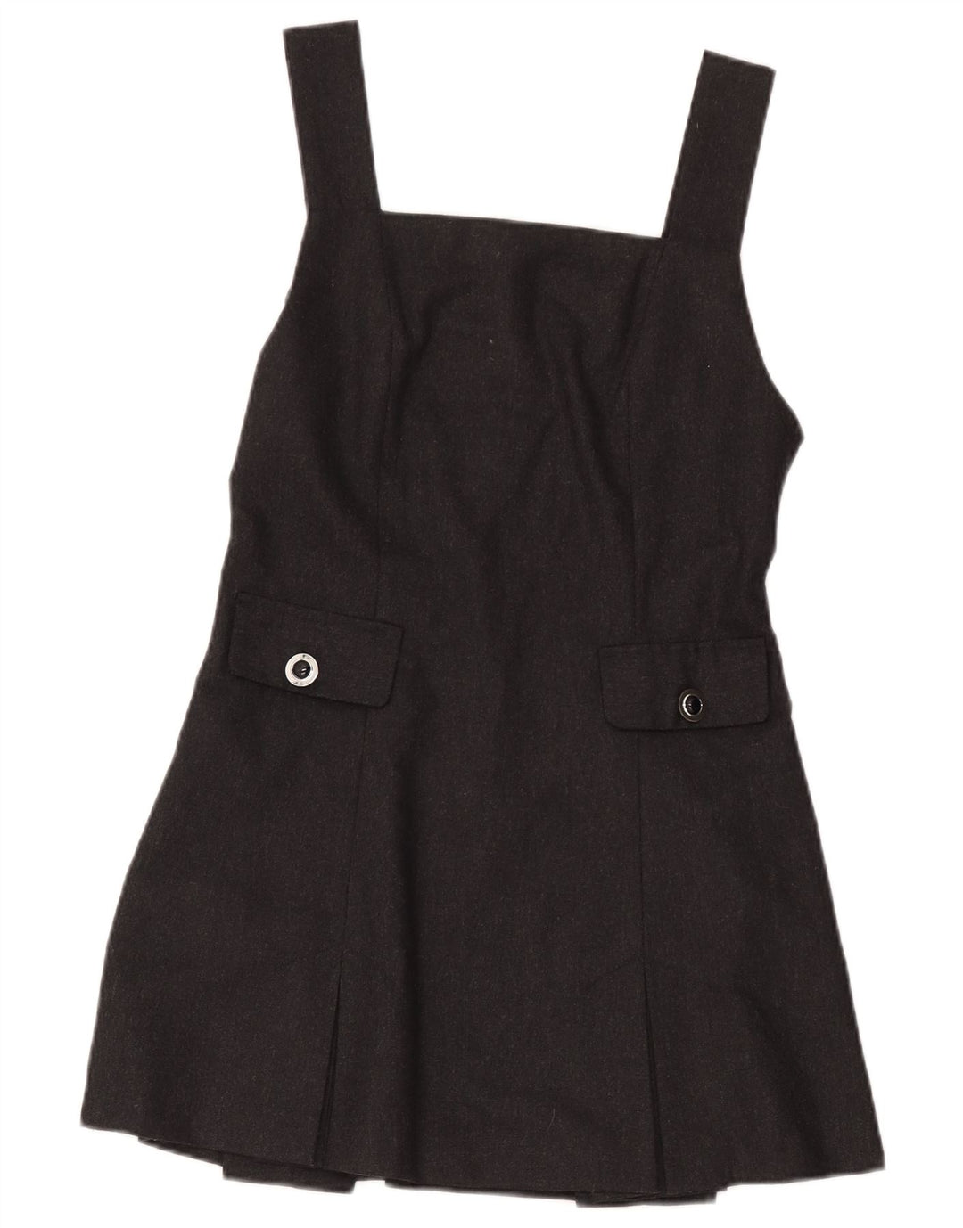 Mini vestido feminino vintage sem mangas linha A IT 44 lã cinza médio