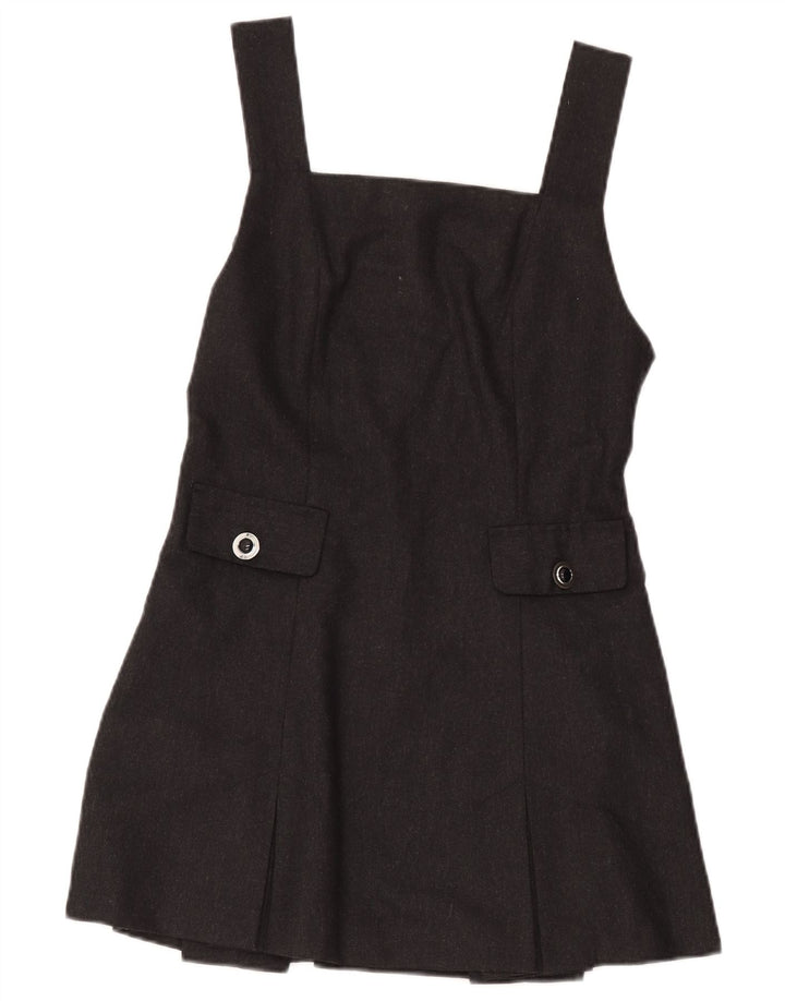 Mini vestido feminino vintage sem mangas linha A IT 44 lã cinza médio