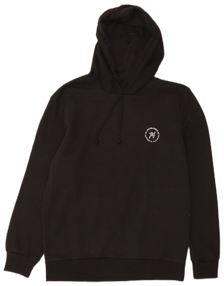 Jack & Jones moletom com capuz masculino grande algodão preto