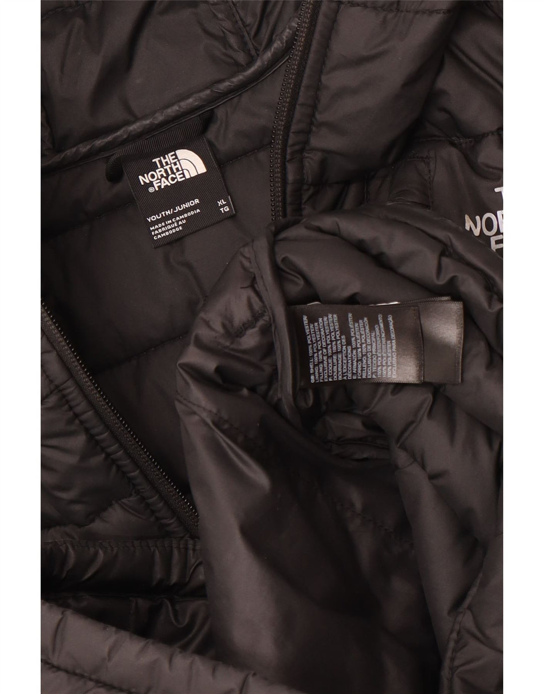 Casaco acolchoado com capuz The North Face Boys 14-15 anos XL preto poliéster