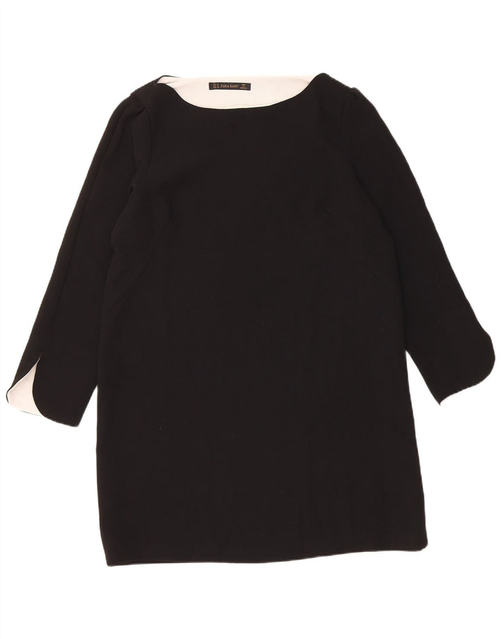 Vestido túnica feminino de manga comprida Zara Reino Unido 12 poliéster preto médio
