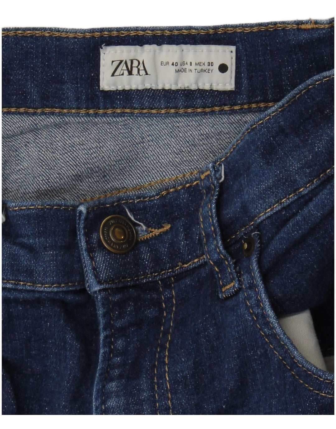 Calça jeans feminina Zara EU 40 médio W30 L25 azul