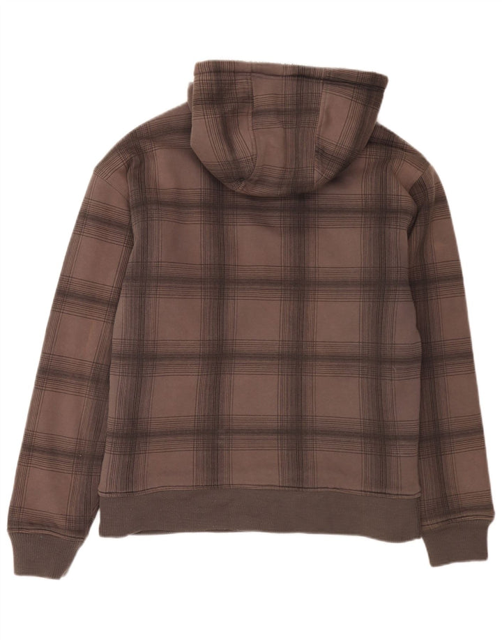 Suéter masculino Quiksilver com capuz e zíper gráfico cinza médio algodão xadrez
