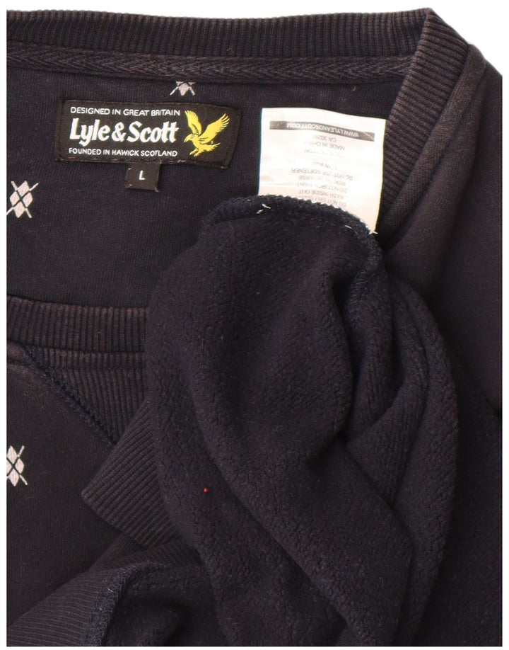 Lyle & Scott moletom masculino jumper grande azul marinho manchado