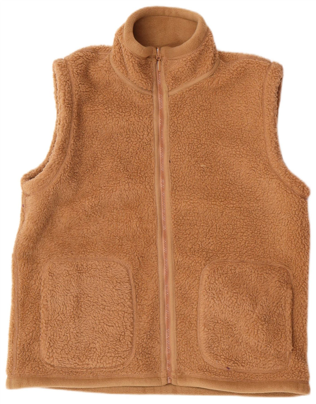 Gilet masculino vintage de lã reversível UK 38 poliéster bege médio
