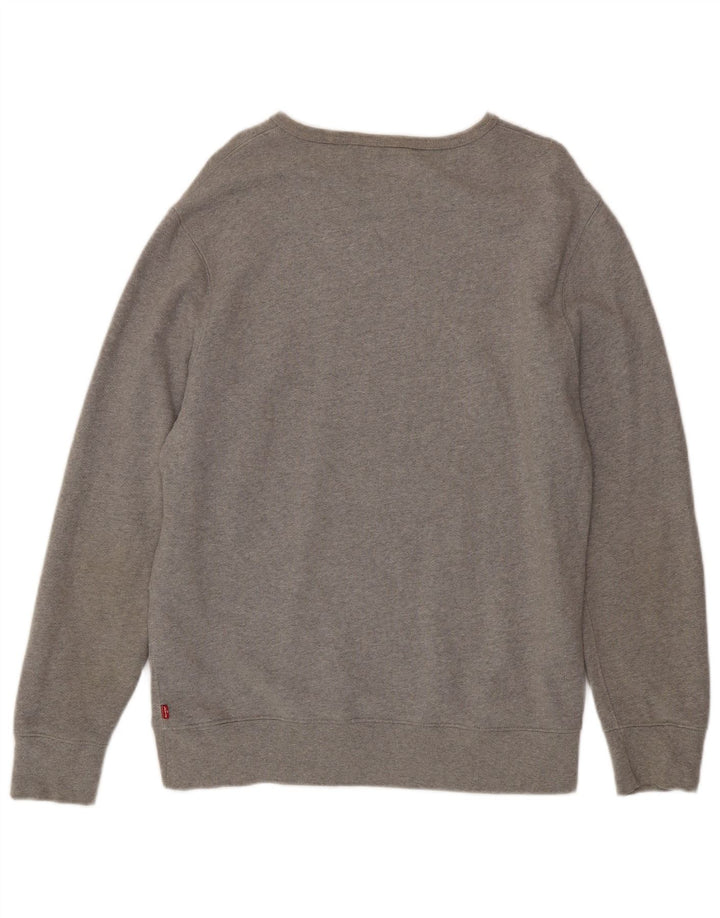 Suéter gráfico masculino Levi's grande algodão manchado cinza