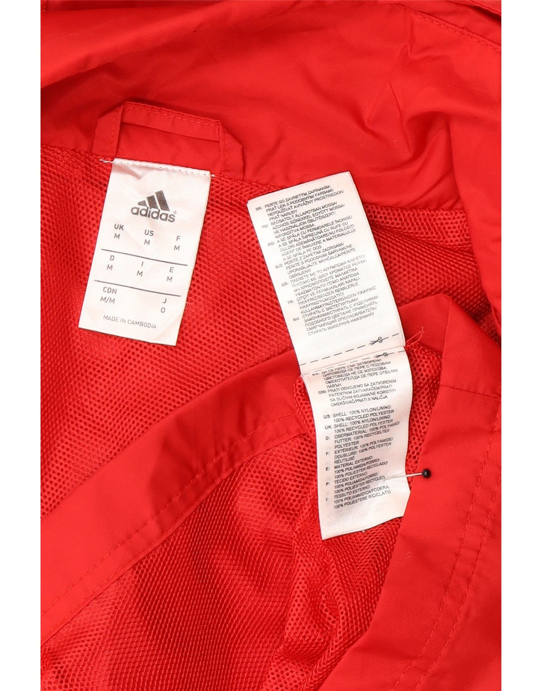 Adidas Mens Hooded Rain Jacket UK 38 Médio Vermelho Nylon