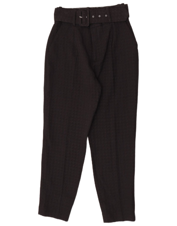 Zara Calça feminina casual cintura alta pequena W26 L27 algodão preto