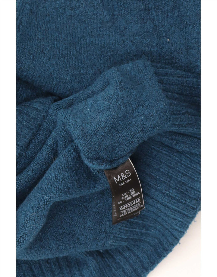 Suéter feminino Marks & Spencer grande com decote em V Reino Unido 10 pequeno azul