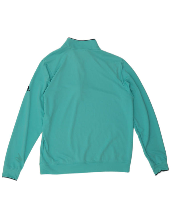Adidas Mens Zip Neck Pullover Treino Top Médio Turquesa Poliéster