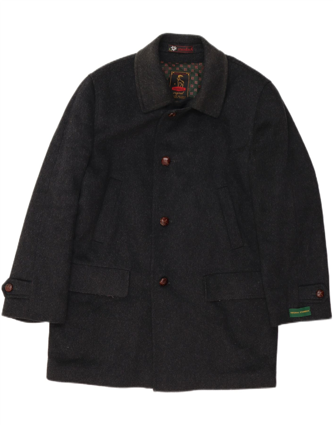 Steinbock Sobretudo masculino solto EU 44 XS lã preta