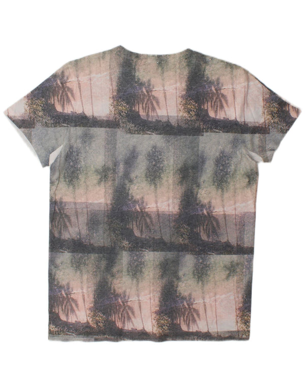 Hugo Boss Camiseta masculina com padrão abstrato Top XL poliéster multicolorido