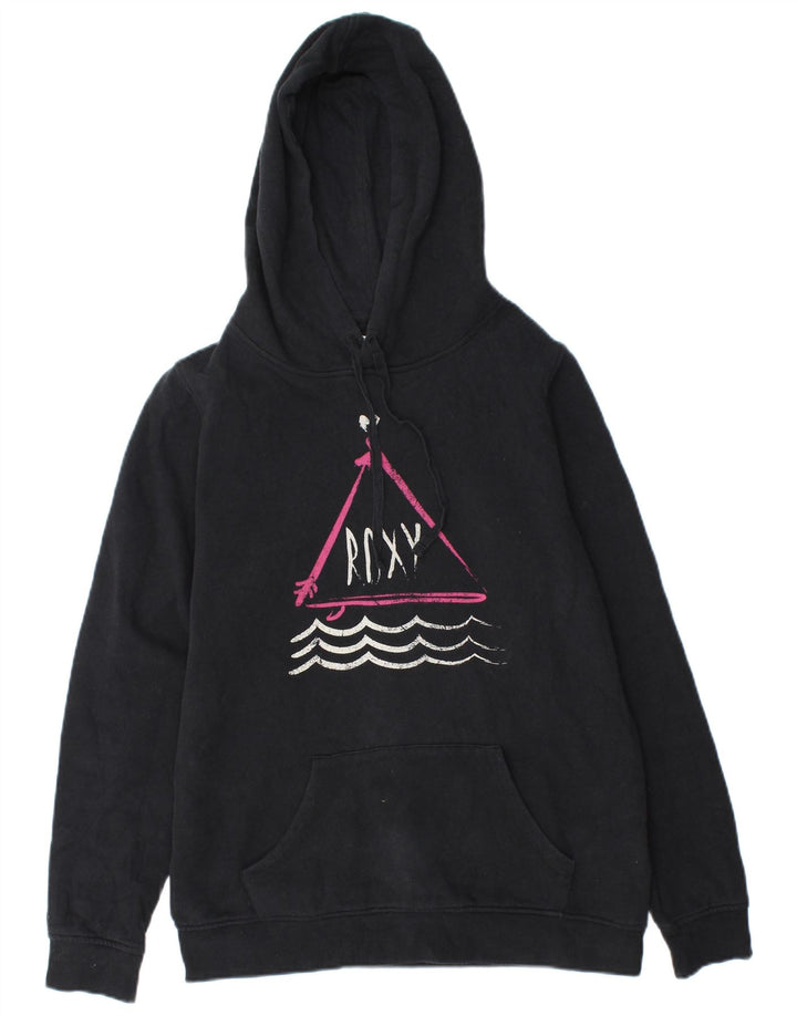 Roxy feminino gráfico moletom com capuz Reino Unido 14 médio algodão preto